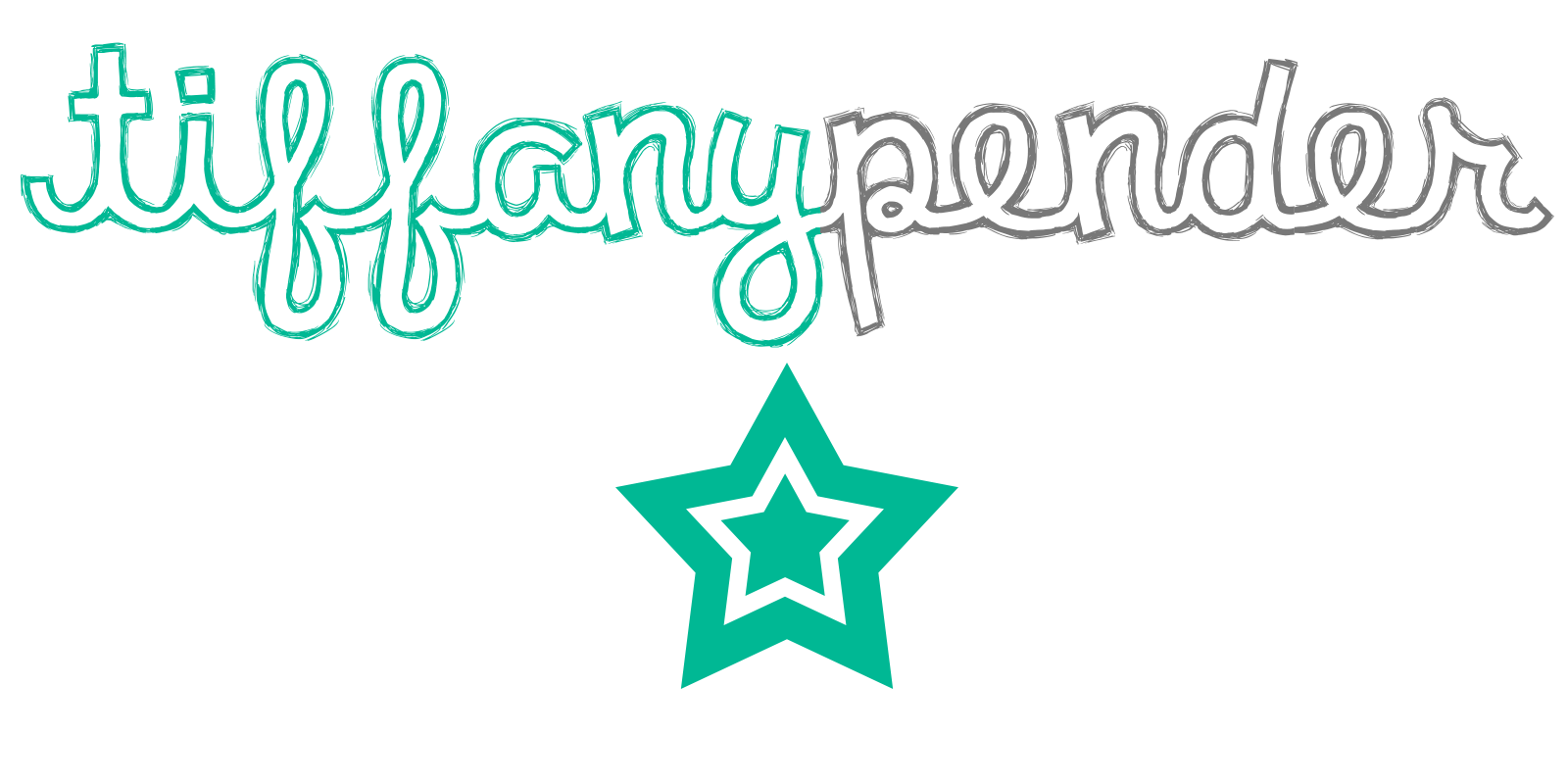 Tiffany Pender logo in green and gray script text